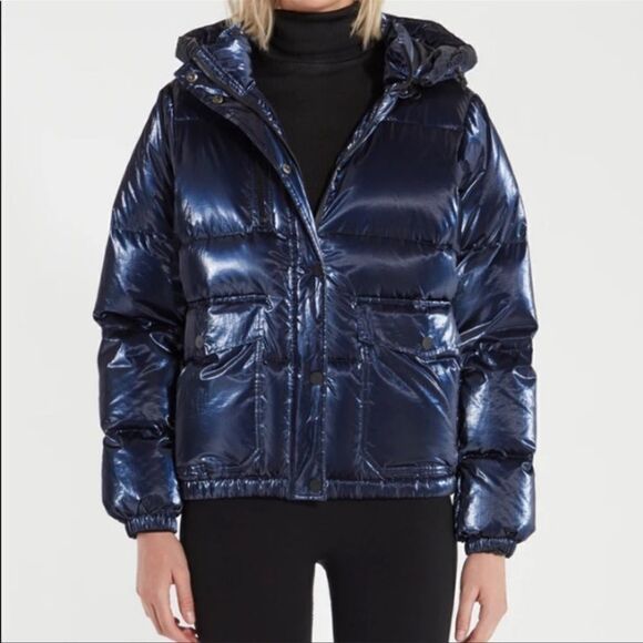 Blanc Noir Navy Reflective Puffer Jacket - Picture 2 of 12